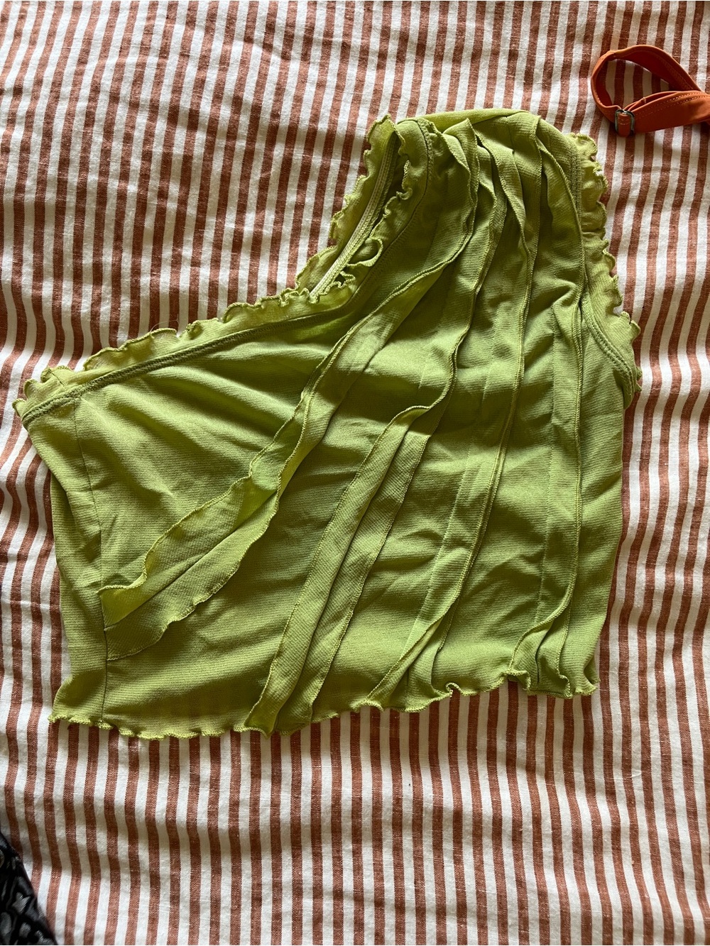 Lime Green One-Shoulder Ruffled Top